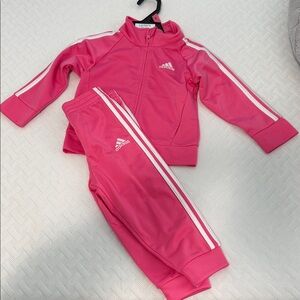 Adidas Pink and White Athletic Tracksuit